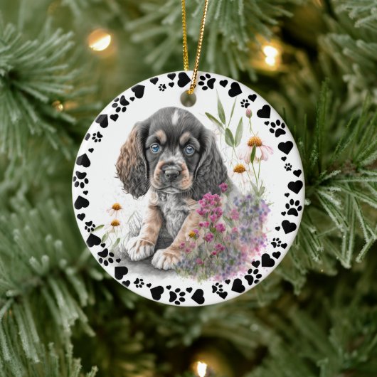 Cocker Spaniel Hond Paws Harten Pet Foto Keramisch Ornament (Boom)