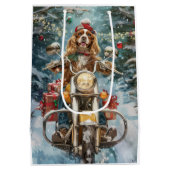 Cocker Spaniel Hond Rijden Motorfiets Kerstmis Medium Cadeauzakje (Achterkant)