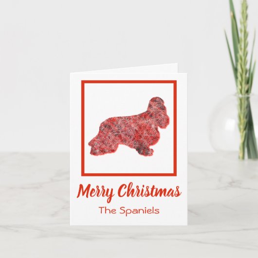 Cocker Spaniel Hond Silhouet Rood Vrolijk Kerstfee Kaart (Voorkant)