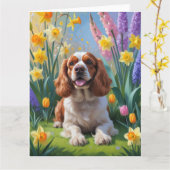 Cocker Spaniel Hond Spring Bloemen Schilderen Kaart (Gele Bloem)