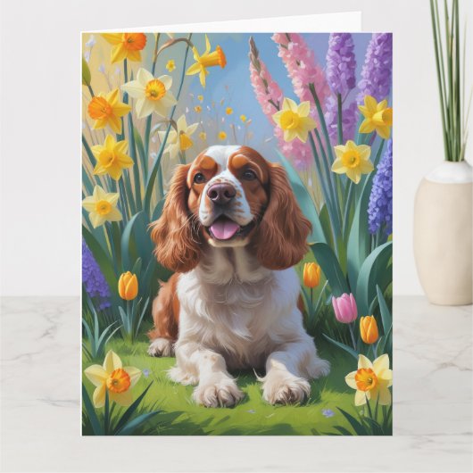Cocker Spaniel Hond Spring Bloemen Schilderen Kaart (Voorkant)