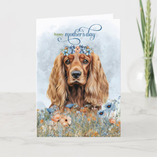 Cocker Spaniel Hond Wilde Bloemen Moederdag Feestdagen Kaart
