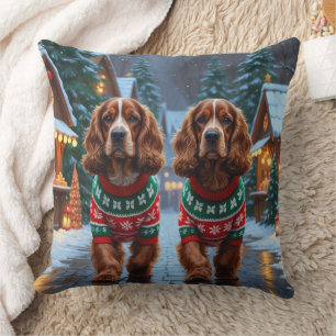 Cocker Spaniel Honden Kerst Sneeuw Vakantie Kussen