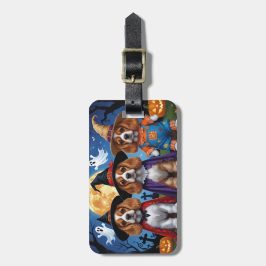 Cocker Spaniel Honden Pompoen Halloween Grappig Bagagelabel (Voorkant verticaal)