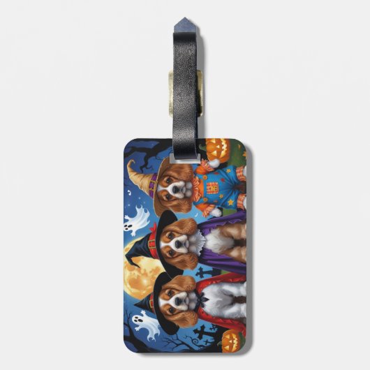 Cocker Spaniel Honden Pompoen Halloween Grappig Bagagelabel (Achterkant verticaal)