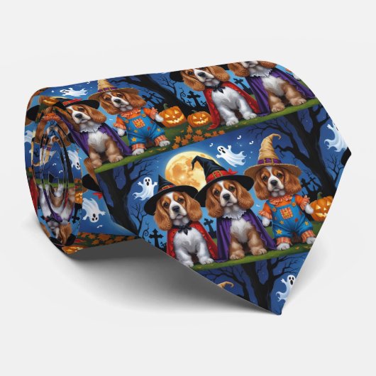 Cocker Spaniel Honden Pompoen Halloween Grappig Stropdas (Opgerold)