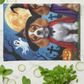 Cocker Spaniel Honden Pompoen Halloween Grappig Theedoek (Gevouwen)