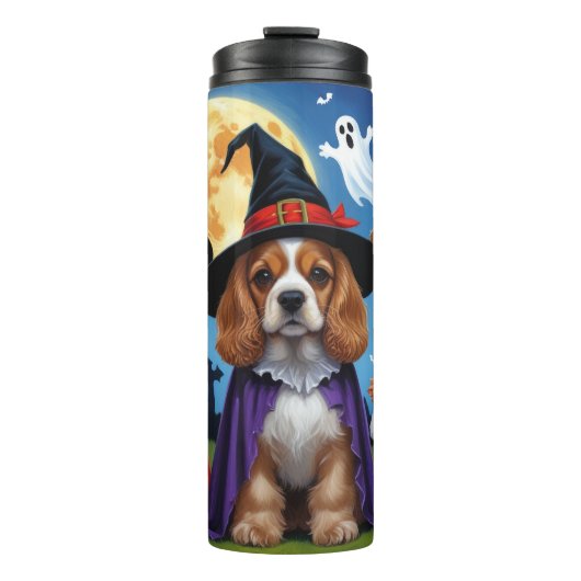 Cocker Spaniel Honden Pompoen Halloween Grappig Thermosbeker (Voorkant)