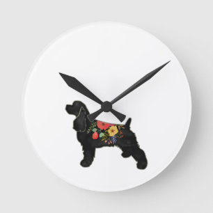 Cocker Spaniel Hondenras Bohemian Floral Saddle Ronde Klok