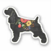 Cocker Spaniel Hondenras Bohemian Floral Saddle Sticker (Voorkant)
