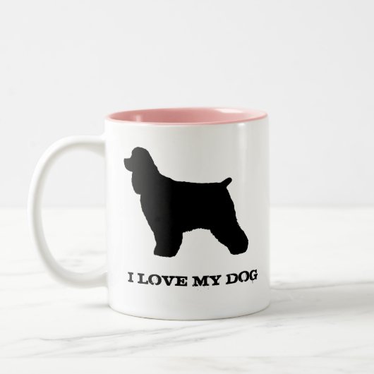 Cocker Spaniel Hondenras Silhouettes Custom Tweekleurige Koffiemok (Links)