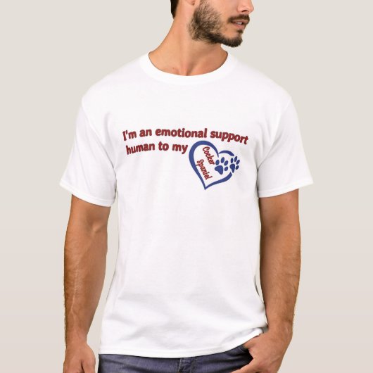 Cocker Spaniel - Ik ben een Emotional Support Huma T-shirt (Voorkant)