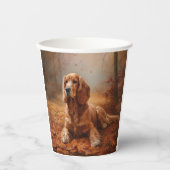 Cocker Spaniel in Herfstbladeren Herfst Inspire Papieren Bekers (Voorkant)