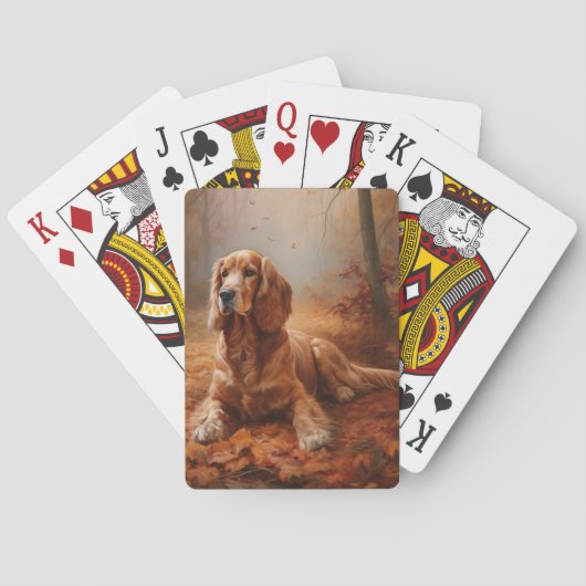 Cocker Spaniel in Herfstbladeren Herfst Inspire Pokerkaarten (Achterkant)