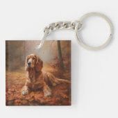Cocker Spaniel in Herfstbladeren Herfst Inspire Sleutelhanger (Achterkant)