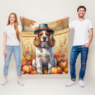 Cocker Spaniel in herfstbladeren Thanksgiving Kuns Fleece Deken