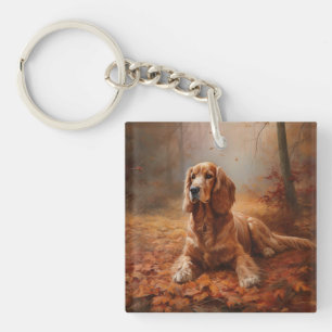 Cocker Spaniel in herfstbladeren val inspireert Sleutelhanger