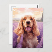 Cocker Spaniel in Lavendel veld Briefkaart (Voorkant / Achterkant)