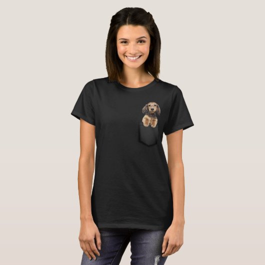 Cocker Spaniel in Pocket, Grappige Cocker Spaniel T-shirt (Voorkant volledig)