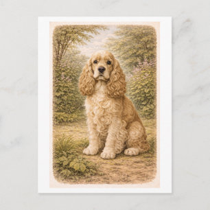 Cocker Spaniel in vintage stijl Briefkaart