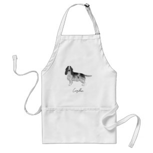 Cocker Spaniel in zwart en wit & aangepaste naam Standaard Schort