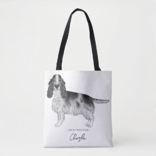 Cocker Spaniel in zwart en wit & aangepaste tekst Draagtas