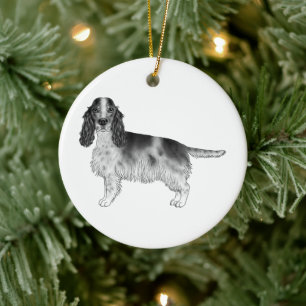 Cocker Spaniel in zwart en wit & aangepaste tekst Keramisch Ornament