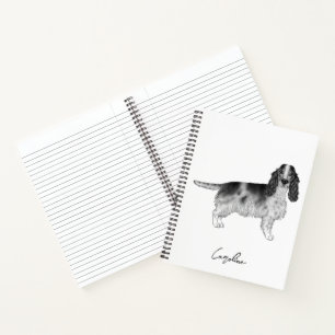 Cocker Spaniel in zwart en wit & aangepaste tekst Notitieboek