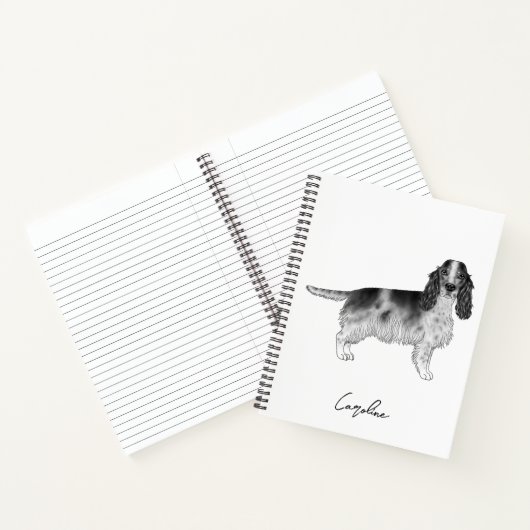 Cocker Spaniel in zwart en wit & aangepaste tekst Notitieboek (Binnen)
