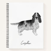 Cocker Spaniel in zwart en wit & aangepaste tekst Notitieboek (Voorkant)
