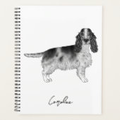 Cocker Spaniel in zwart en wit & aangepaste tekst Planner (Voorkant)