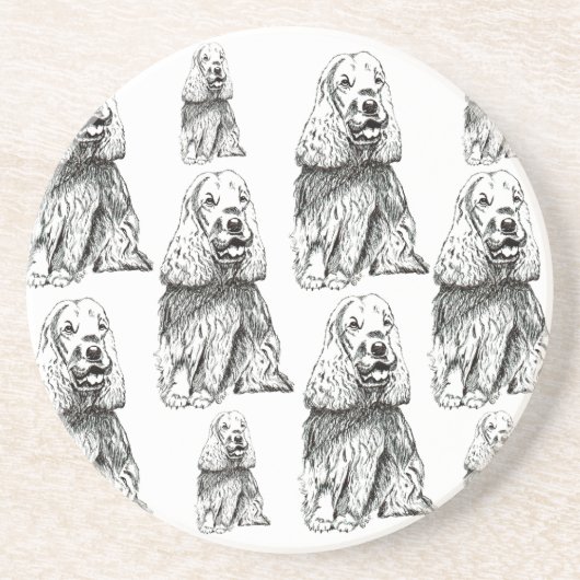COCKER SPANIEL INGLÉS. PATROON ZANDSTEEN ONDERZETTER (Voorkant)