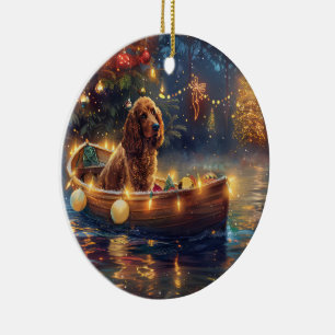 Cocker Spaniel Kerst Feestelijke Reis Keramisch Ornament