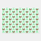 Cocker Spaniel Kerst Hond & Groene Boog 3 kleuren Inpakpapier Vel (Voorkant 3)