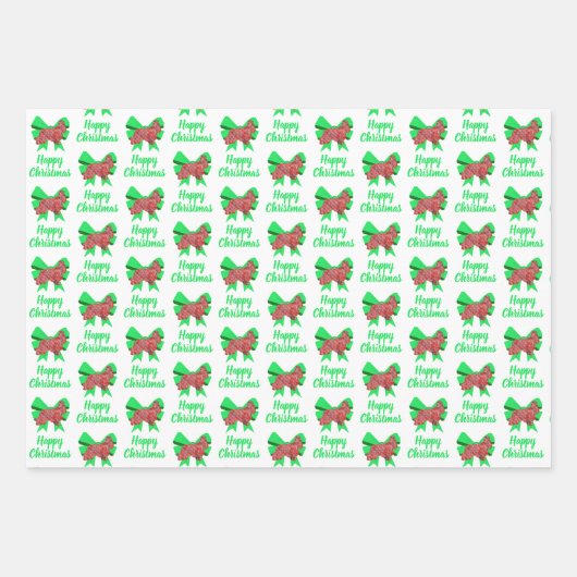 Cocker Spaniel Kerst Hond & Groene Boog 3 kleuren Inpakpapier Vel (Voorkant 3)