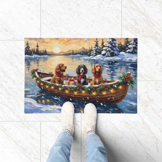 Cocker Spaniel Kerstboot Vakantie Deurmat (Binnen)