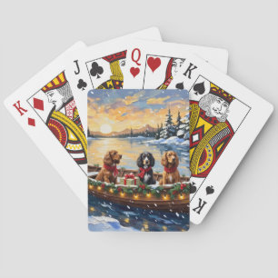 Cocker Spaniel Kerstboot Vakantie Pokerkaarten