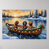 Cocker Spaniel Kerstboot Vakantie Poster (Voorkant)
