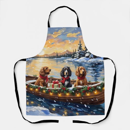 Cocker Spaniel Kerstboot Vakantie Schort (Voorkant)