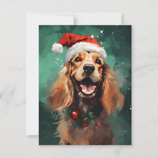 Cocker Spaniel Kerstborstel schilderen kunstwerk Feestdagenkaart (Voorkant)