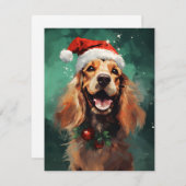 Cocker Spaniel Kerstborstel schilderen kunstwerk Feestdagenkaart (Voorkant / Achterkant)