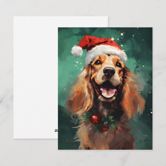 Cocker Spaniel Kerstborstel schilderen kunstwerk Feestdagenkaart (Voorkant / Achterkant)