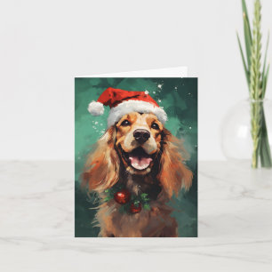Cocker Spaniel Kerstborstel schilderen kunstwerk Kaart