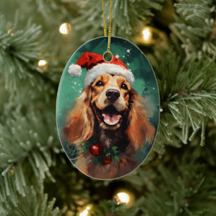 Cocker Spaniel Kerstborstel schilderen kunstwerk Keramisch Ornament