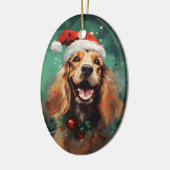 Cocker Spaniel Kerstborstel schilderen kunstwerk Keramisch Ornament (Links)