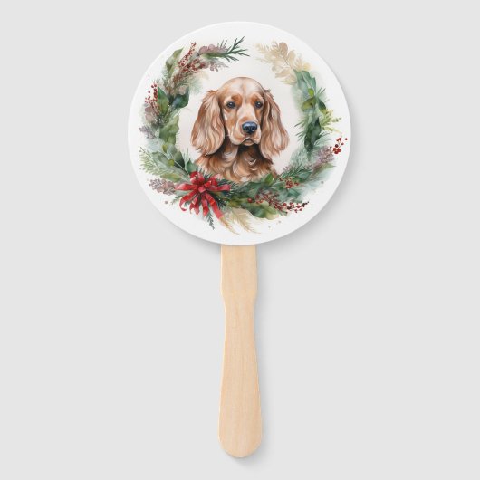 Cocker Spaniel Kerstkrans Feestelijke Pup Handwaaier (Voorkant)
