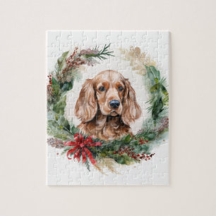 Cocker Spaniel Kerstkrans Feestelijke Pup Legpuzzel