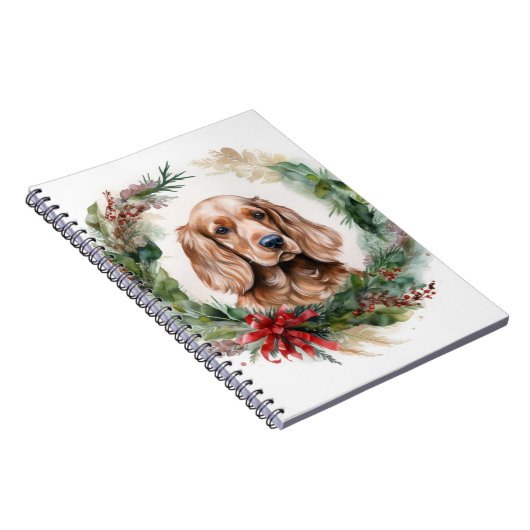 Cocker Spaniel Kerstkrans Feestelijke Pup Notitieboek (Rechterzijde)
