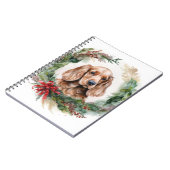 Cocker Spaniel Kerstkrans Feestelijke Pup Notitieboek (Linkerzijde)