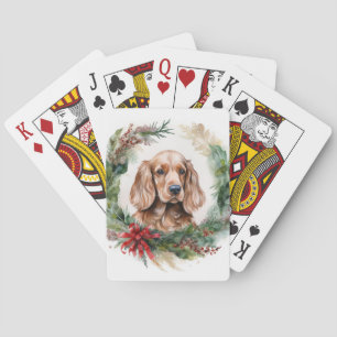 Cocker Spaniel Kerstkrans Feestelijke Pup Pokerkaarten
